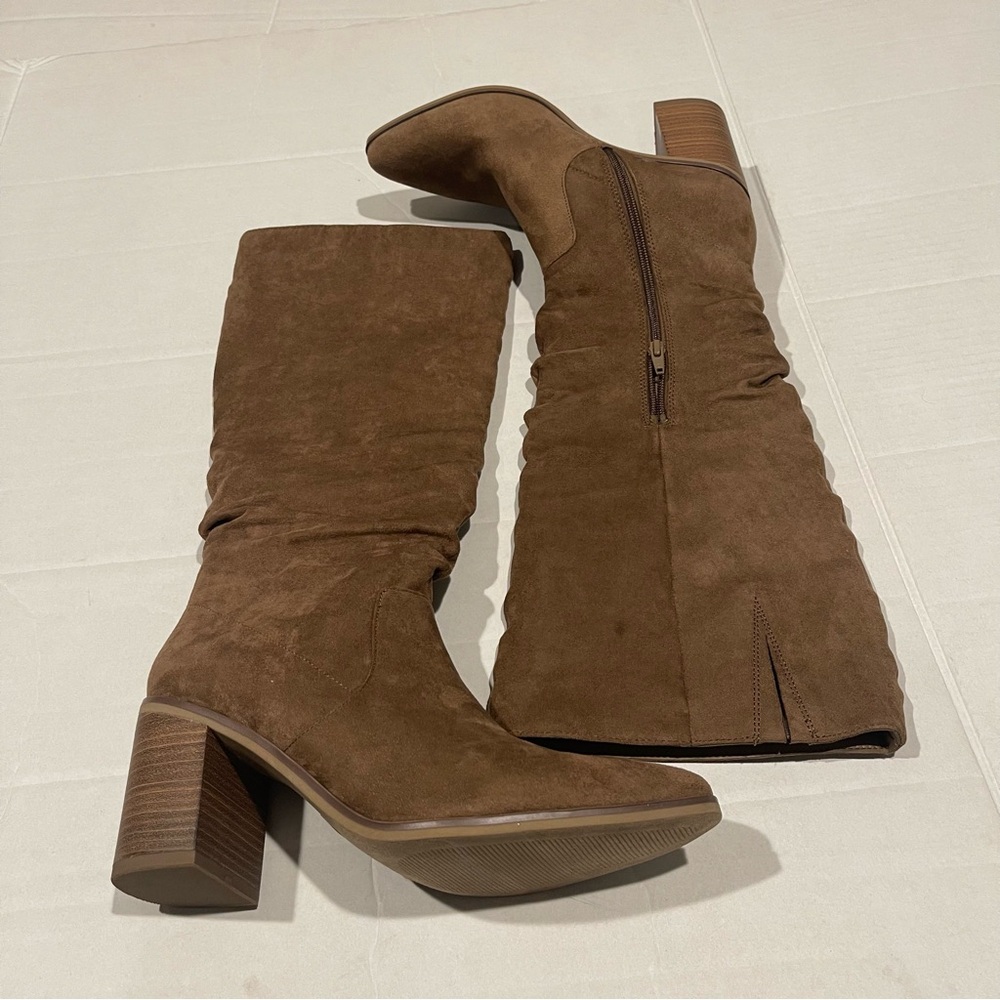 Universal Thread Faux Suede Taupe Women's Size 9.5 Junie Tall Boots Fall NWT